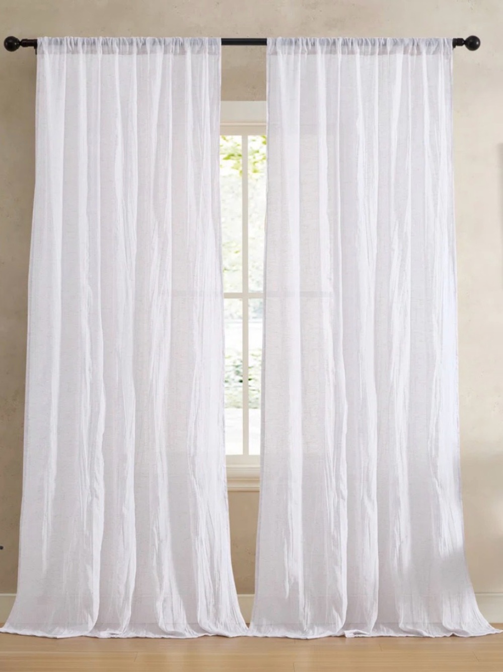 French Connection White Sheer Rod-Pocket Curtain Panels